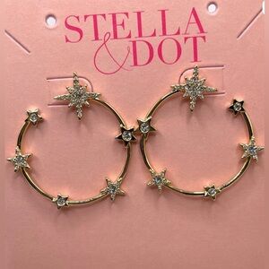 Stella & Dot Gold Starry Hoop Earrings
